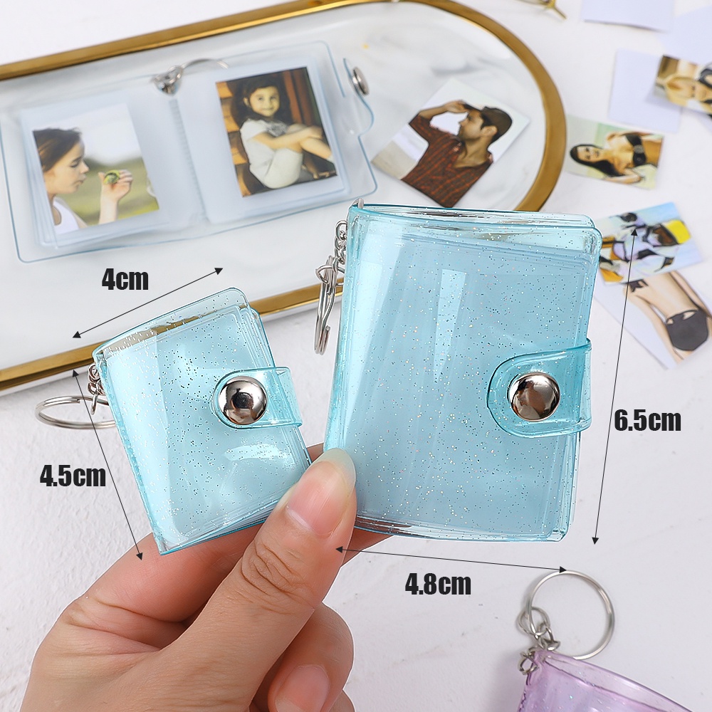 Buku Album Foto / Kartu Mini Portable 16 Saku Warna Jelly Dengan Gantungan Kunci