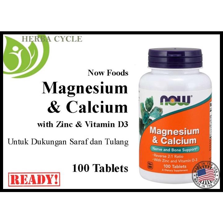 Now Food Magnesium Calcium Zinc D3 Vit Magnesium Kalsium Zinc D3 100T