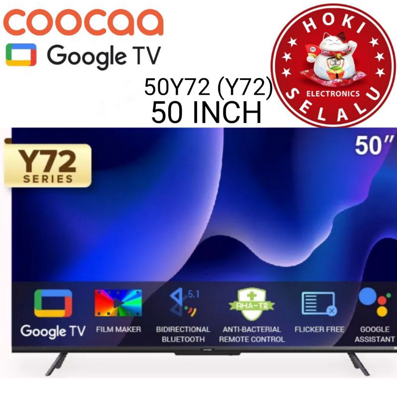 Jual Google TV LED Coocaa 50 INCH 50Y72 Android Google TV 4K HDR 10 Dolby Digital TV Film