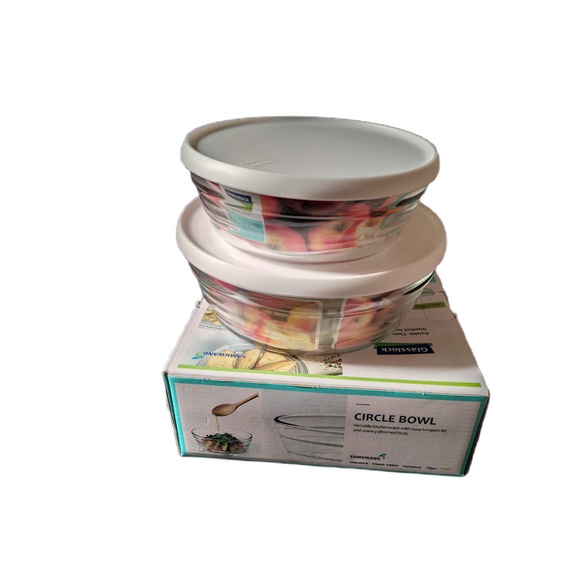 Glasslock Cicle Bowl Food Storage Container Set 2 Pcs