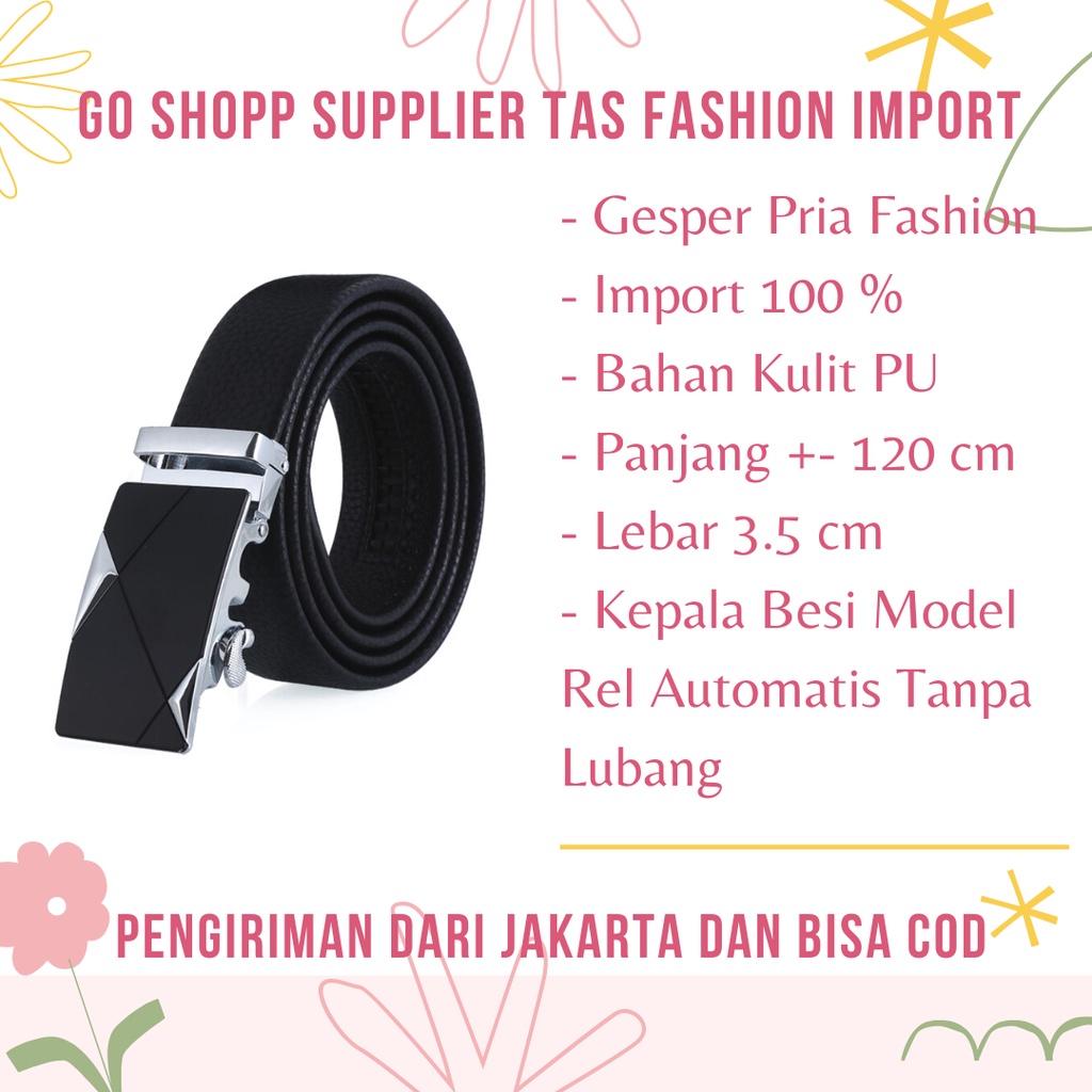 Gesper Pria Kulit PU Import - Ikat Pinggang Pria Model Rel Import - Sabuk Gesper Cowok Kulit Terbaru - Tali Pinggang Cowok Import Model Terbaru - Gesper Cowok Men Belt Import [IP03]