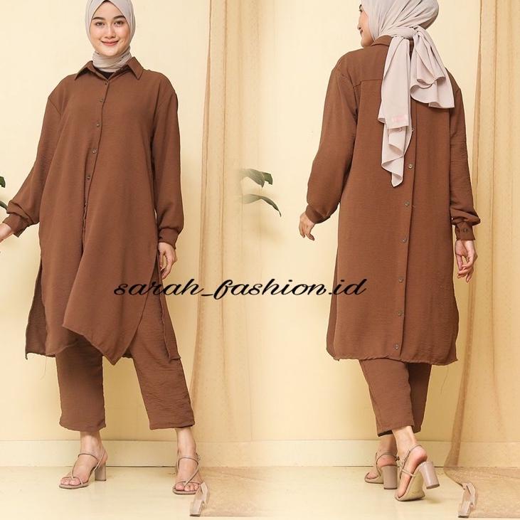 Menarik.. Oneset Tunik Adhisa Crinkle Airflow / Setcel Tunik Crinkle Airflow Busui / Setelan Tunik C