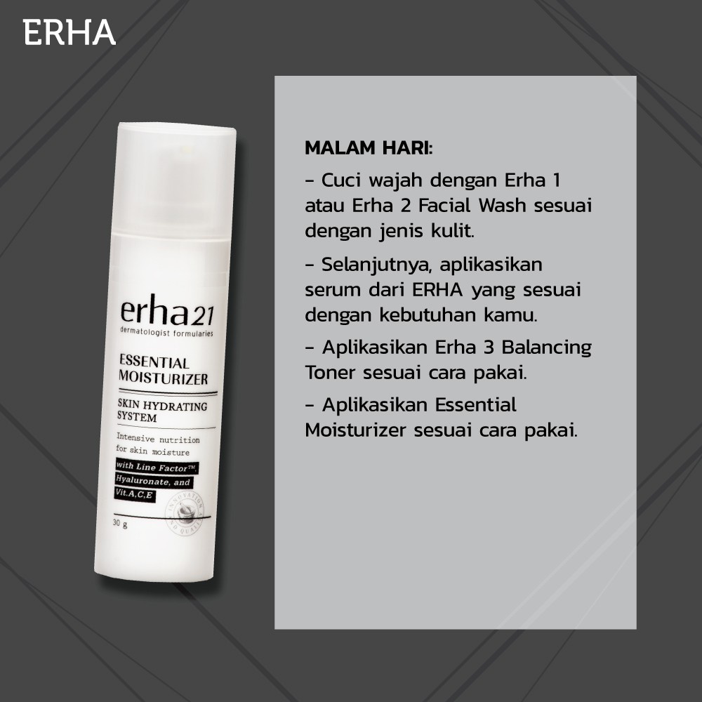 ERHA Pelembab Wajah Essential Moisturizer, Anti Aging dgn Niacinamide