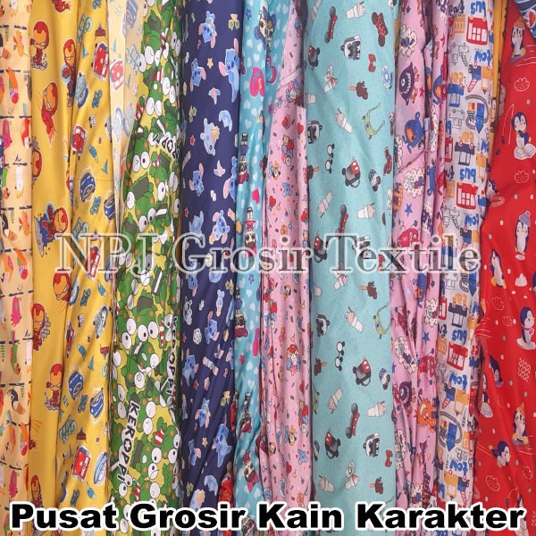 Promo  Bahan Kain Baju Anak Katun Meteran Bunga Lebar 240Cm