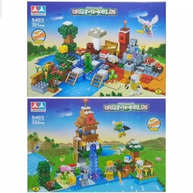 Mainan Block Blok  Minecraft Treasure Island &amp; Village Farm House My World 5403 Jumbo
