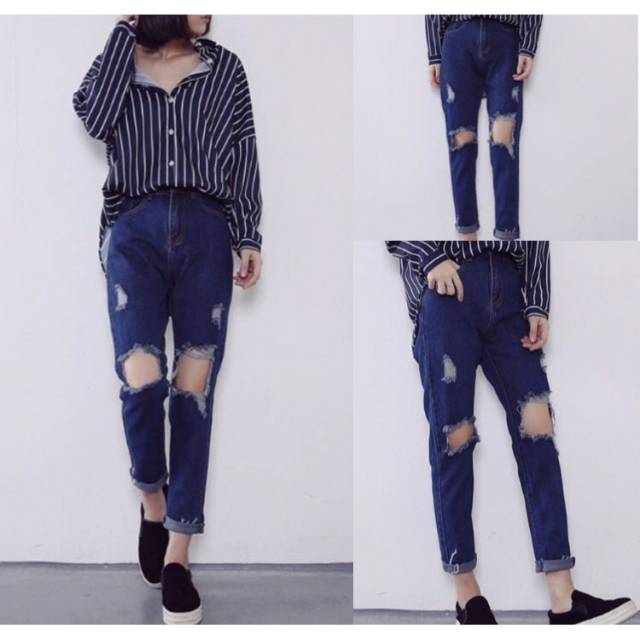 DISTRESSED BOYFRIEND JEANS