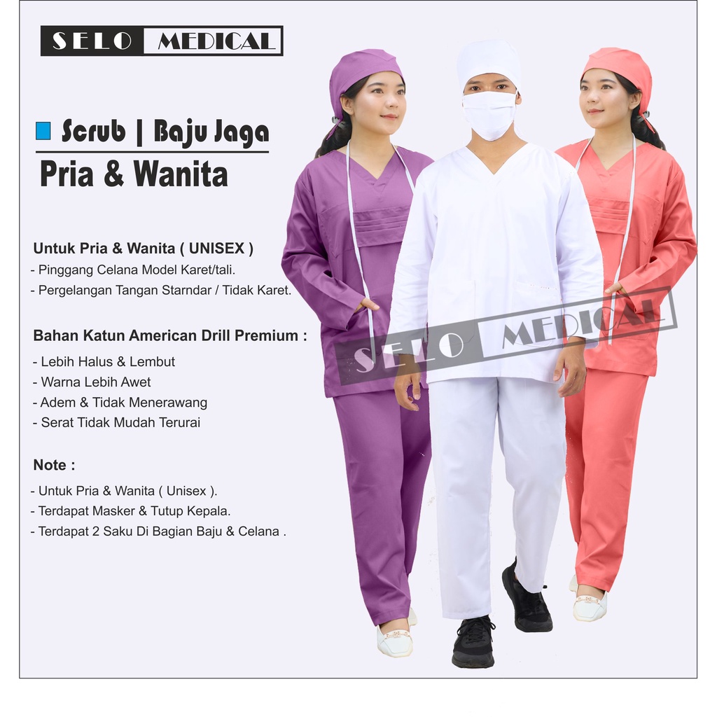 BAJU JAGA , BAJU OK , BAJU OKA , SCRUB LENGAN PANJANG , SERAGAM MEDIS WARNA KUNING