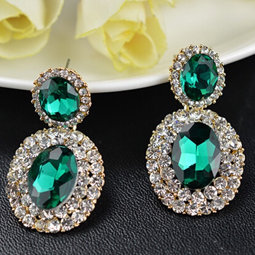 Hu Hu Hu Hu Hu Alat Bantu Pasang Kacamata♡ Anting Tusuk Gantung Bentuk Oval Geometri Hias Berlian Imitasi Gaya Vintagemewah Untuk Wanita