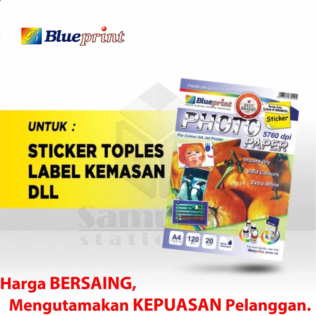 

H7Y Kertas Foto Stiker Blueprint Ukuran A4 120 um / Glossy Photo Paper Sticker Tempel BP-GSA4120