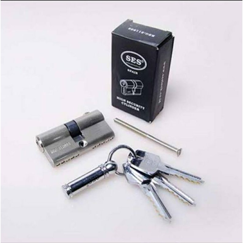 silinder anak kunci pintu merk ses warna silver
