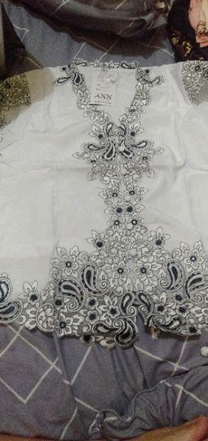 Promo Kebaya Lengan Pendek Tulip Silky  Kombinasi Brukat Motif Batik