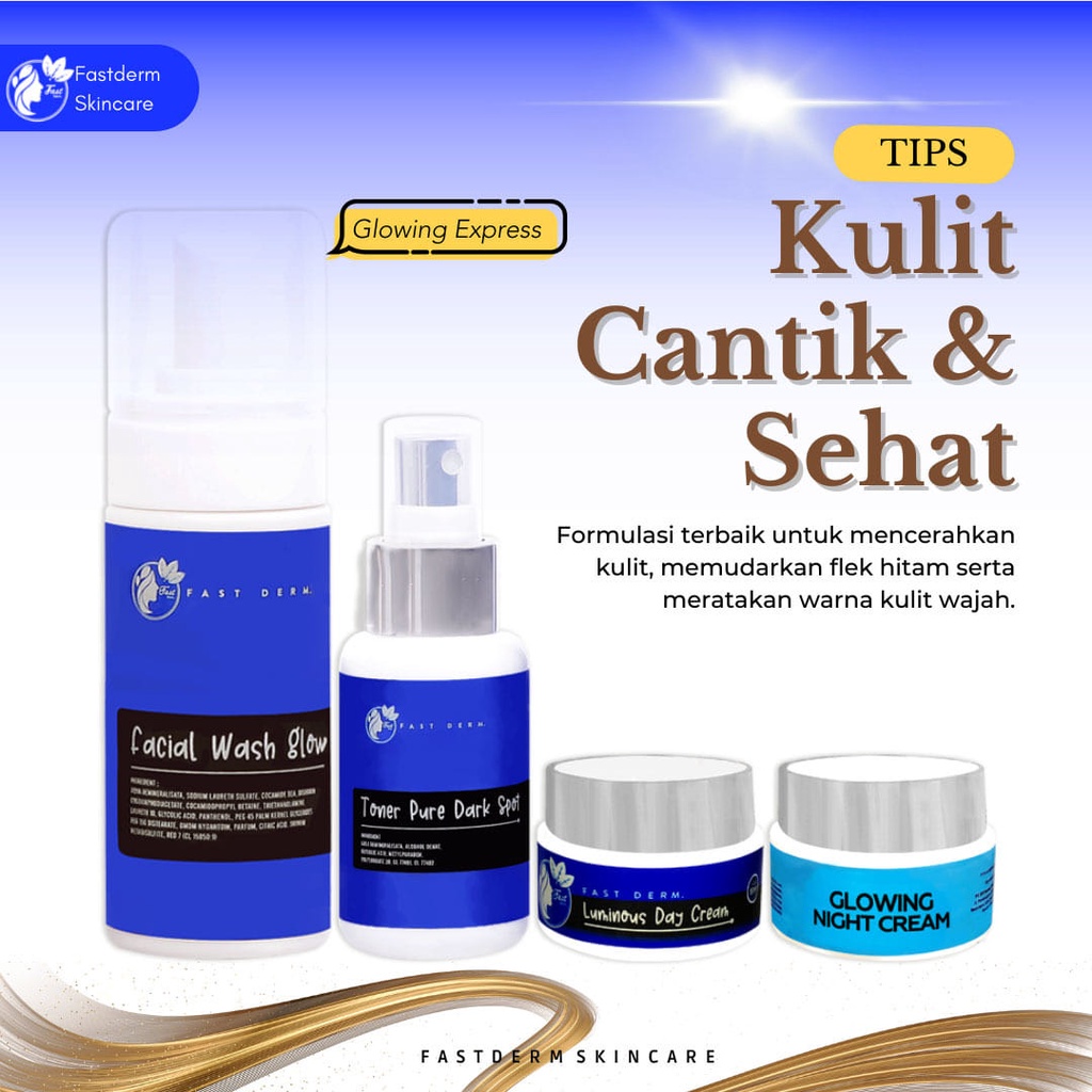 Fast Derm Paket Glowing Express Platinum - Fastderm Skincare - Membantu Mencerahkan - Glowing - Orig