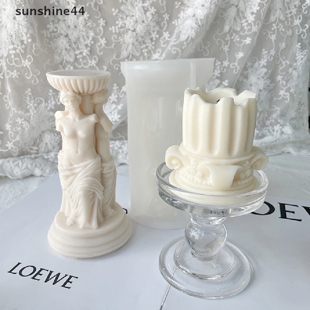 Sunshine Cetakan Lilin Handmade DIY Bentuk Kolom Romawi Gaya Eropa Retro Bahan Silikon