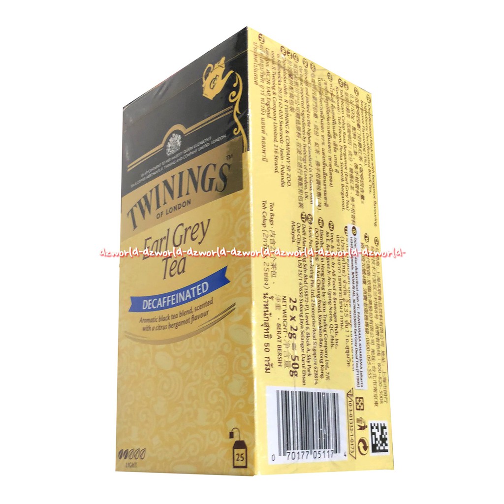 Twinings Early Grey Tea Decaffinated 25bag Aromatic Black Tea Bland Twining Teh Hitam