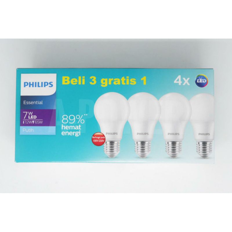 Philips - Lampu LED Essential Multipack / Paket 7W (Putih)