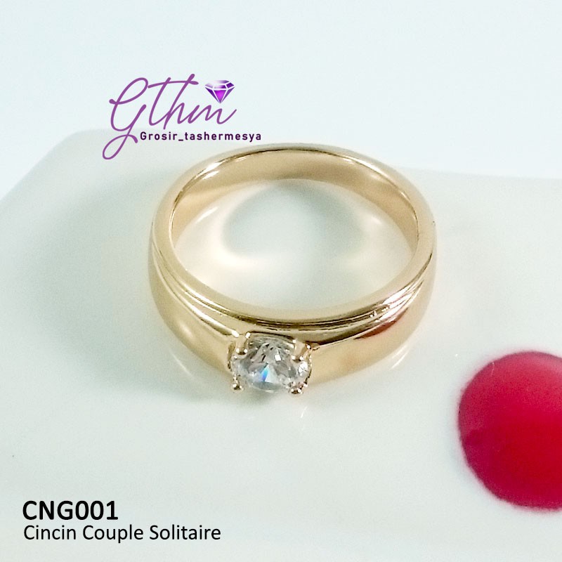 Cincin Pasangan Couple Single Pengantin Emas Silver Mata Kristal Swaroski CNG001