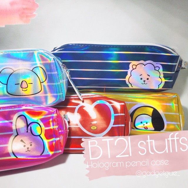 

BT21 tempat pensil resleting hologram - Pencil case BTS STUFF