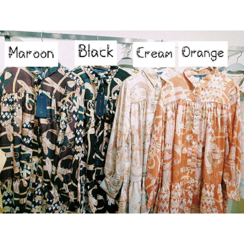 The Chain La Bella Satin Shirt with Gathers by Benang Jarum