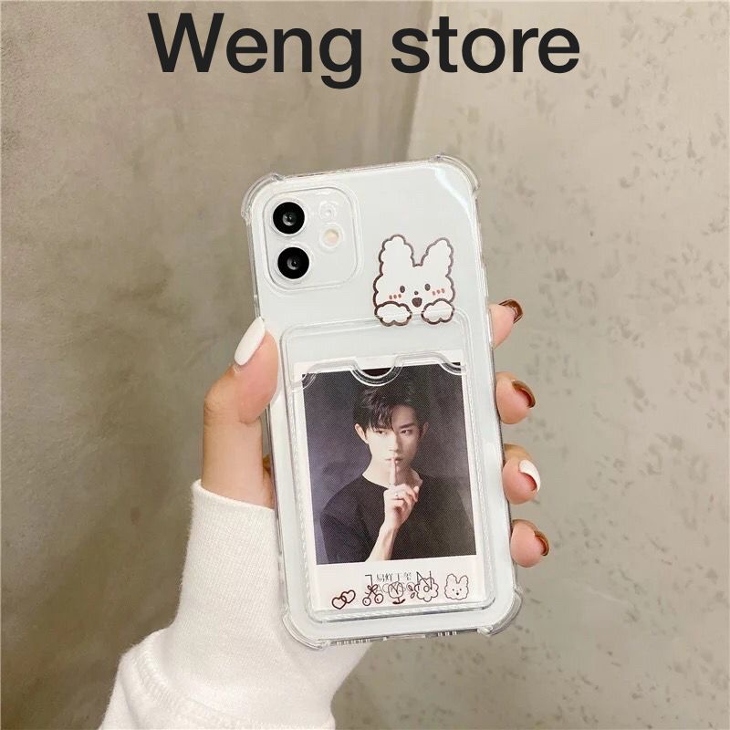 Softcase Clear Motif Kelinci Slot Kartu For Oppo A5S A11K A12 A15 A16 A53 A54 RENO 5 6 7 A9 2020 Realme C35 C11 2021