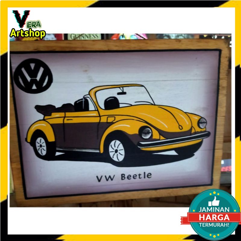 Lukisan Poster Kayu VW BEETLE