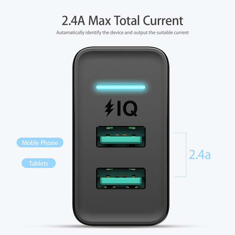 Floveme Charger USB Fast Charging 2 Port 2.4A - GC-08 - Black