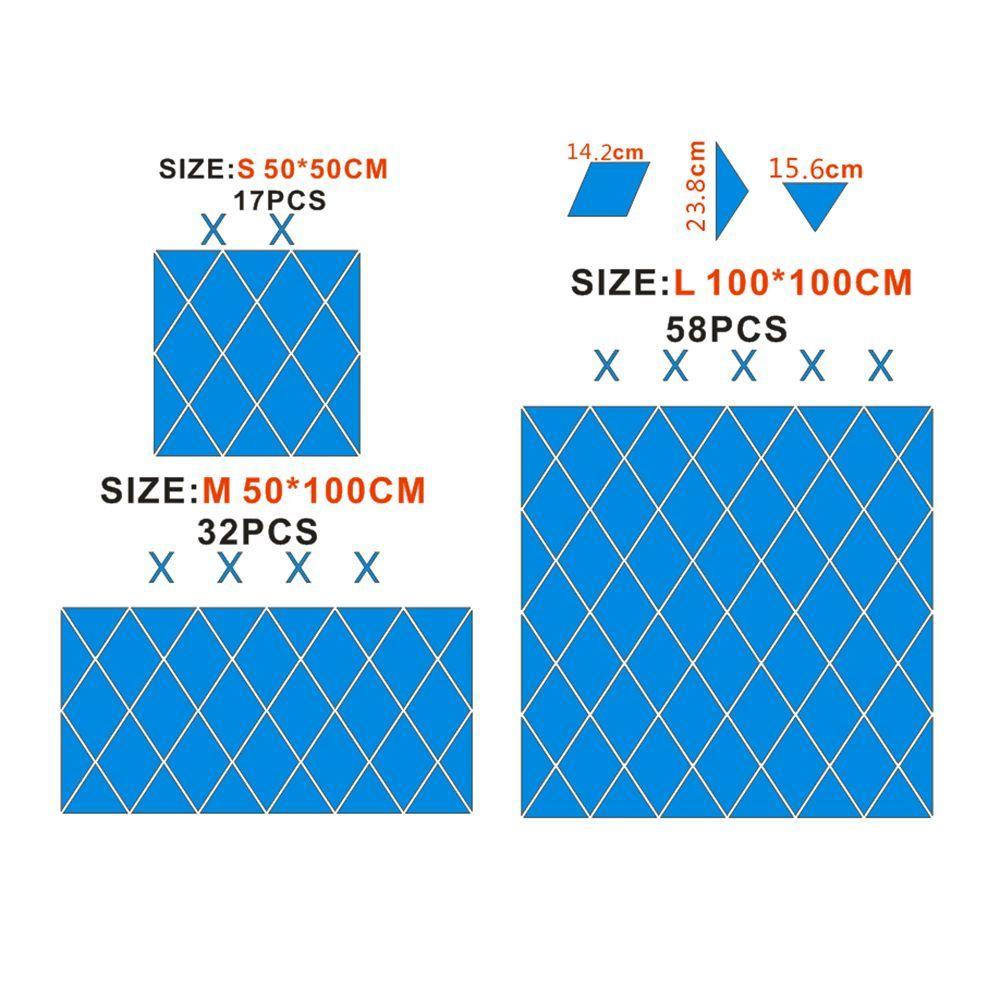 Populer Stiker Permukaan Cermin Acrylic Dekorasi Rumah Ruang Tamu Berlian Segitiga Disambung