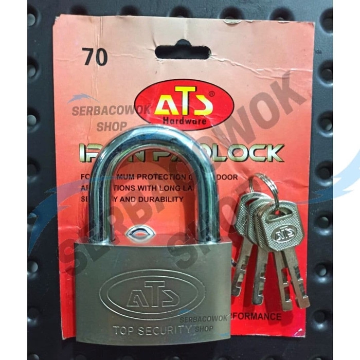 Gembok Putih ATS 70 mm Leher Pendek Chrome Gembok Pelor ATS Termurah