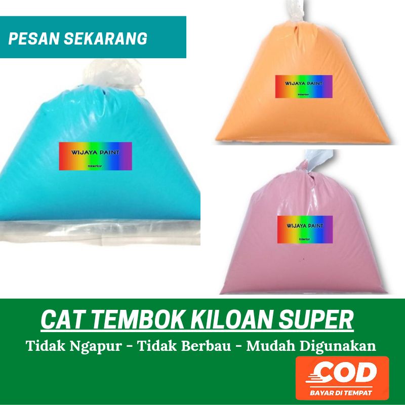 [PROMO] CAT TEMBOK KILOAN 1/2KG ~ warna putih hitam merah kuning biru pink hijau ungu cream cokelat 