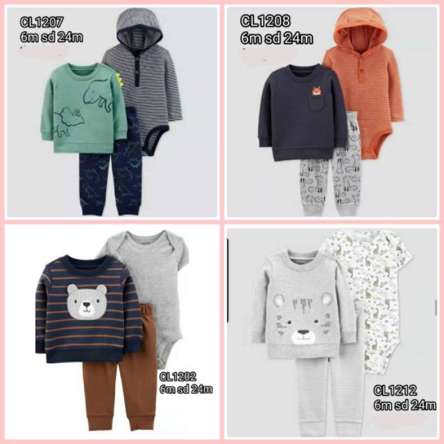 Setelan Sweater Atasan 3in1 6-24m Jumper Segitiga Bayi Anak