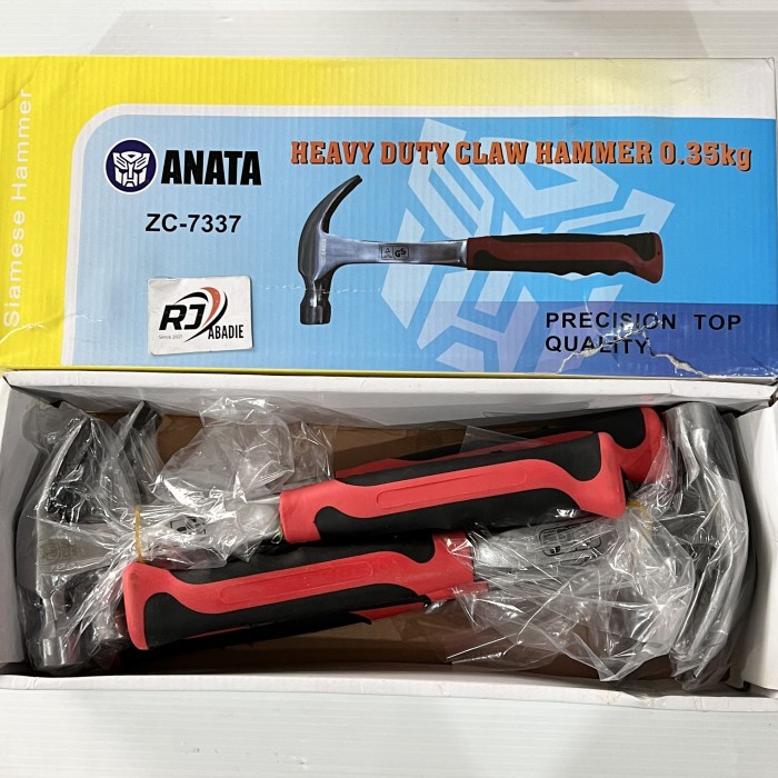 Palu Kambing Gagang Besi Grip Karet Fiber Claw Hammer ANATA 13oz 350gr