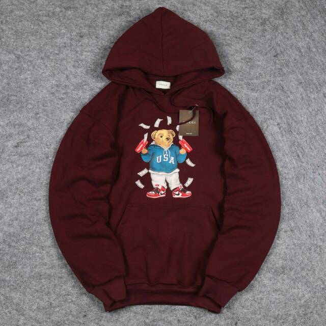 Gucci teddy bear jaket hoodie cewek lucu keren jaket pria keren