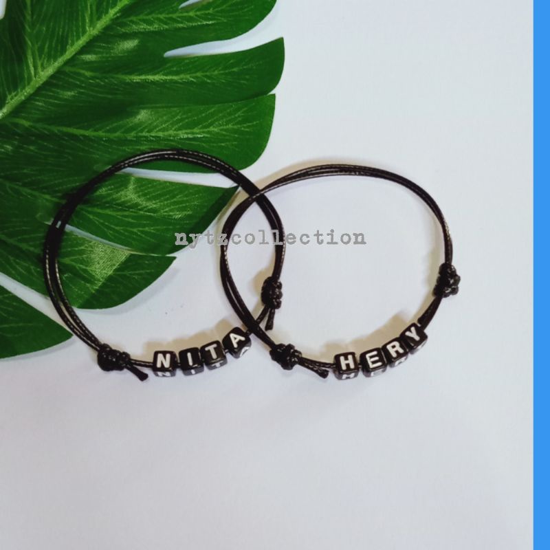 Gelang Nama Gelang Tali Huruf Kotak Gelang Tali korea Waterproof