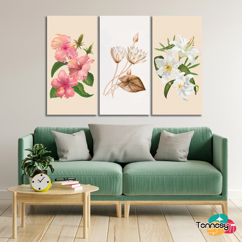 TENNESY HIASAN DINDING BUNGA FLOWER VINTAGE SHABBY 15x30CM WALL DECOR PAJANGAN KAYU POSTER DEKORASI DINDING KAMAR RUMAH