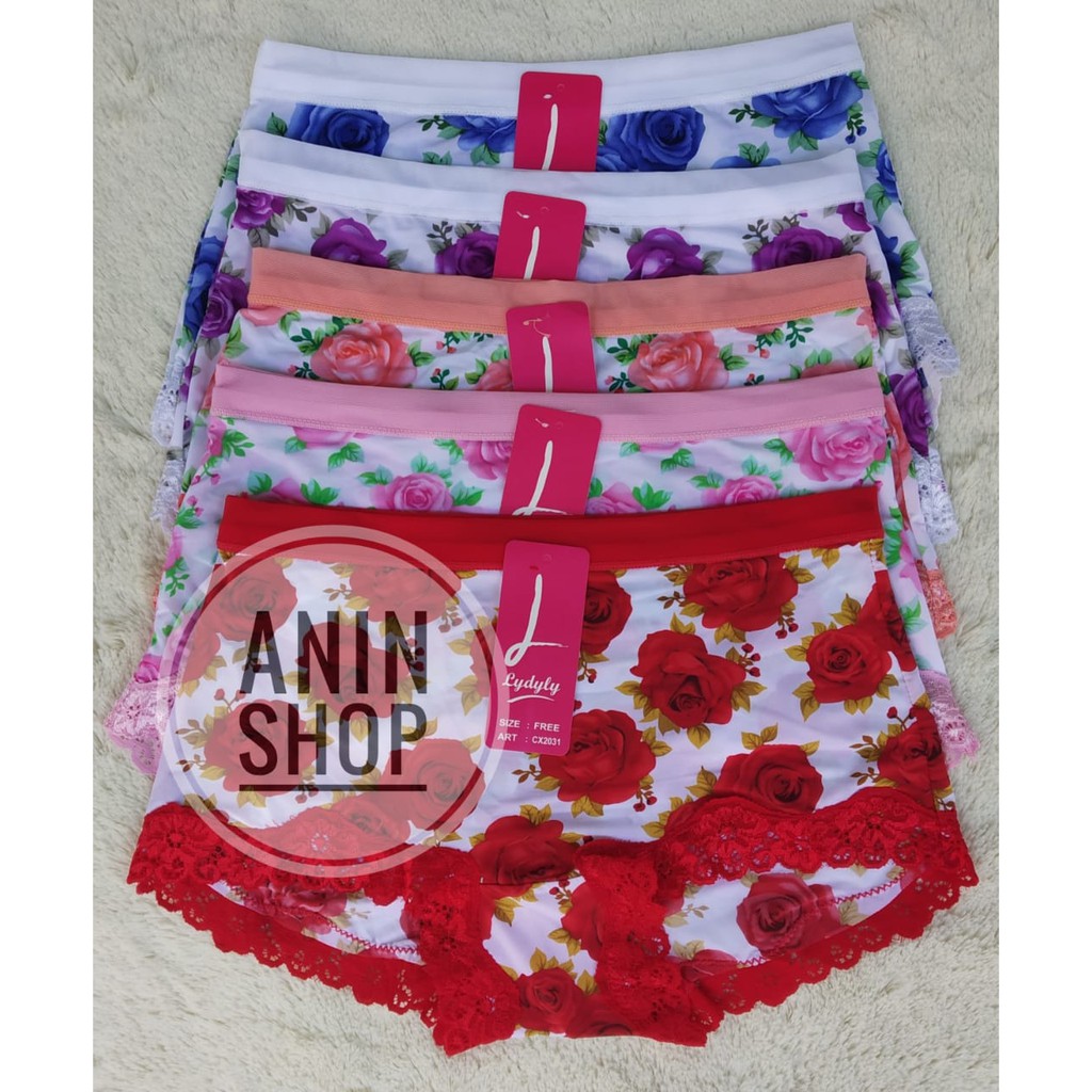 CD LYDYLY BOXER RENDA CX2031 | Celana Dalam Motif Bunga Mawar | celana dalam wanita