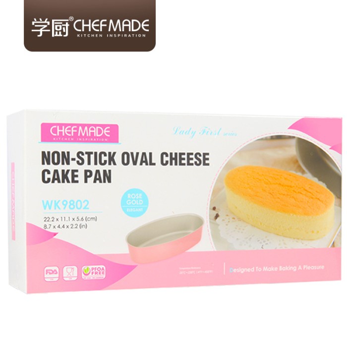 Chefmade non stick Pink oval cheese cake pan wk9802 / loyang loaf pan