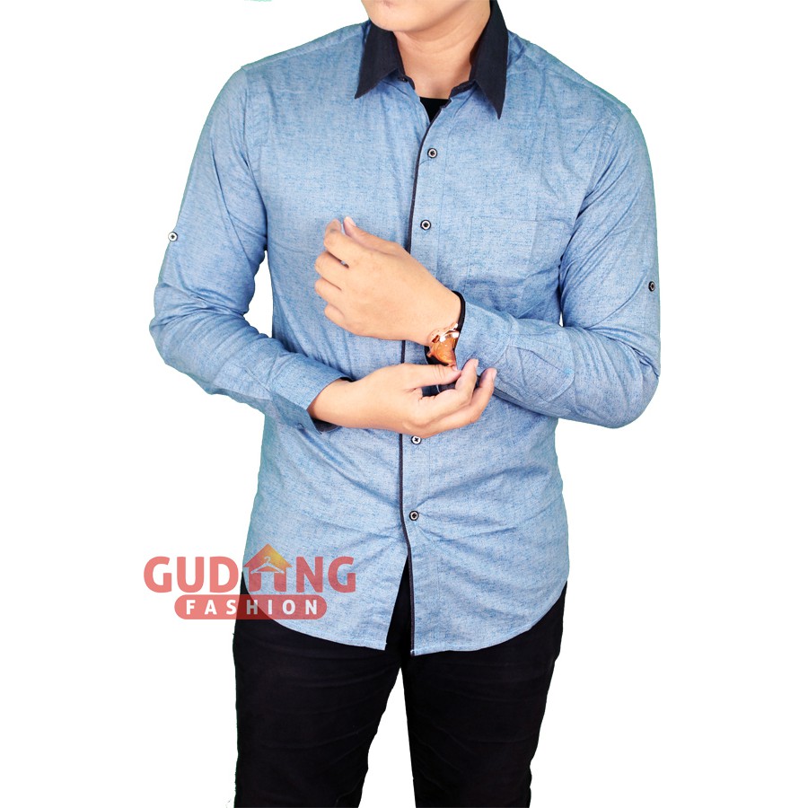 Casual Long Sleeve Man Formal Shirts Slim Fit LNG 1644