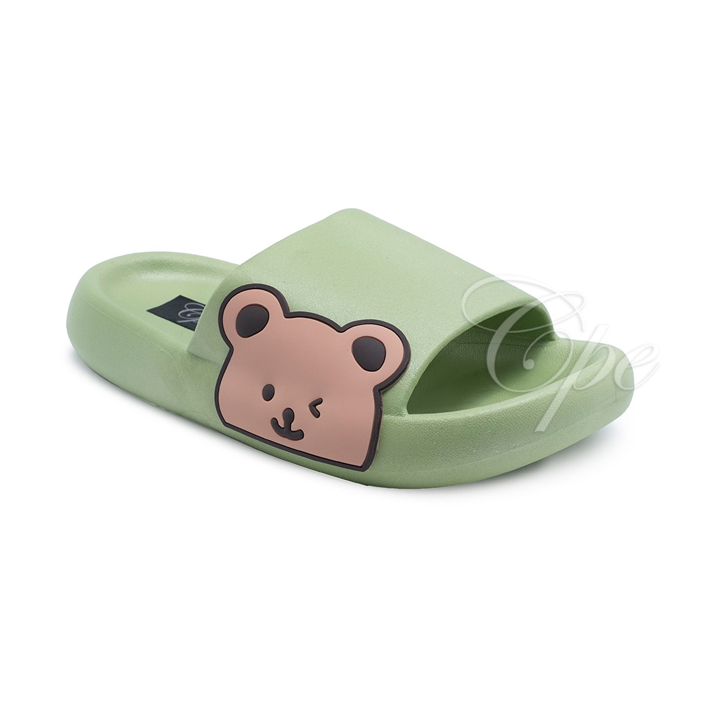 CPE SLPT CUTE BEAR Sandal Slop Slip On Teplek Wanita Sandal Cewek-Big Bear Green