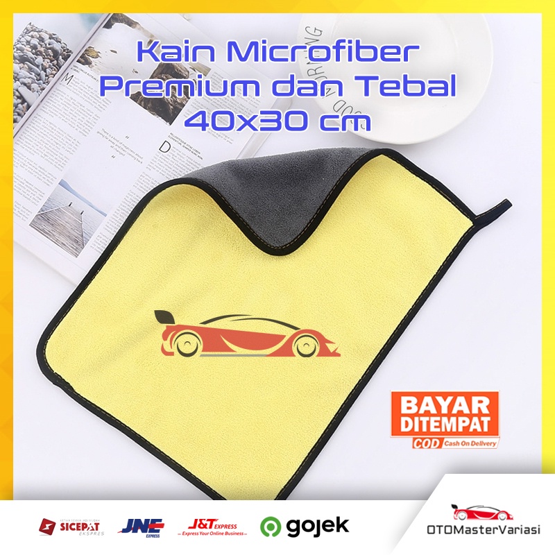 Kain Microfiber Tebal Kualitas Premium Ukuran 40x30 tebal 500GSM Kain Lap Microfiber Detailing Mobil