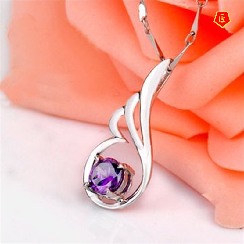 [Ready Stock]Angel Wings Crystal Silver Necklace Women's Korean-Style Simple Fashion