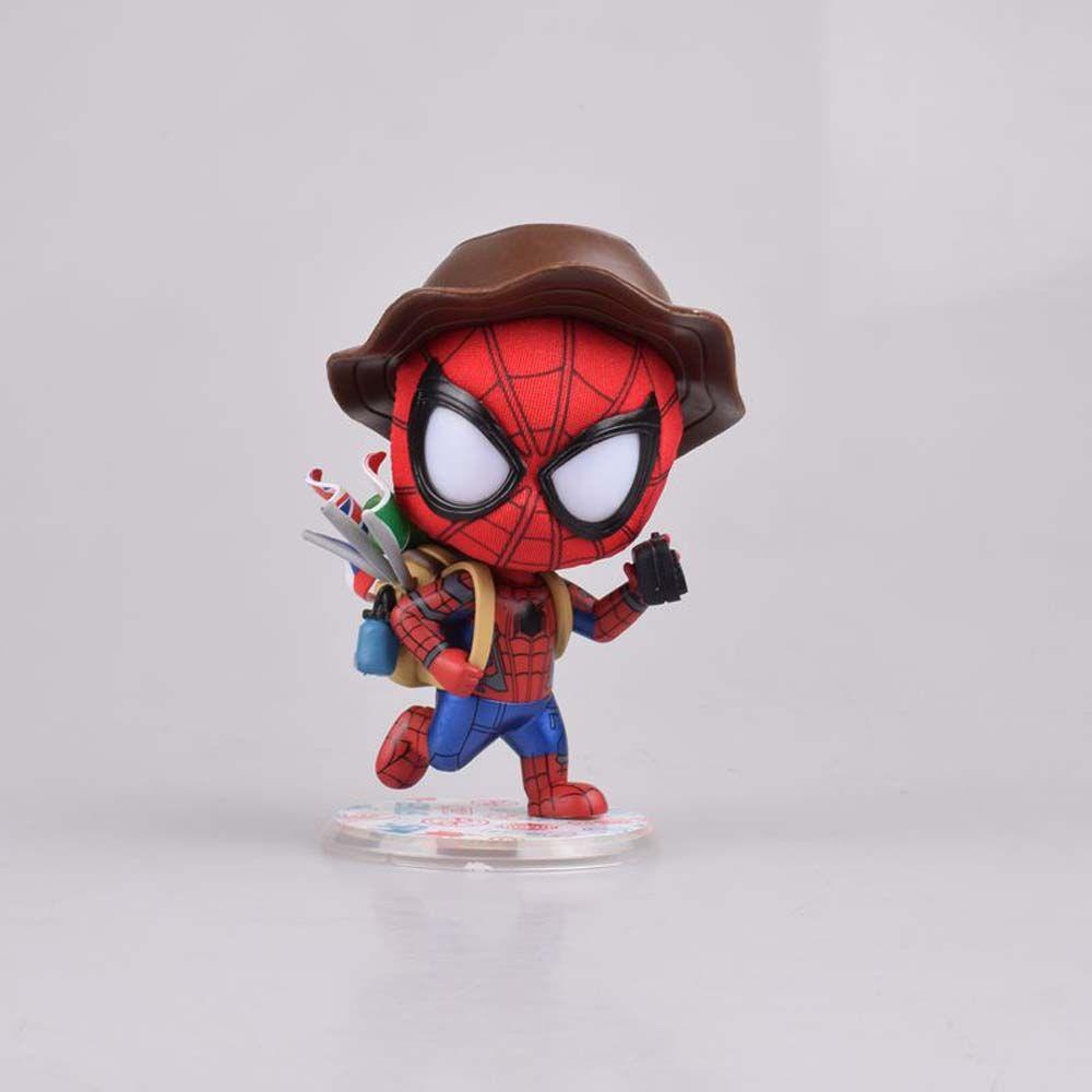 Lanfy Avengers Spider Man Marvel Kartun Anak Hadiah Super Hero Anime Peripheral Model Mainan Kepala Bergerak Marvel Model Koleksi