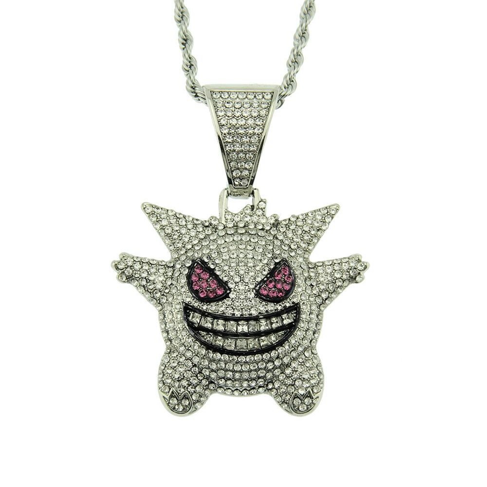 Kalung Liontin Kartun Elfin Rock Aksen Berlian Imitasi Gaya Hip Hop Untuk Pria Dan Wanita