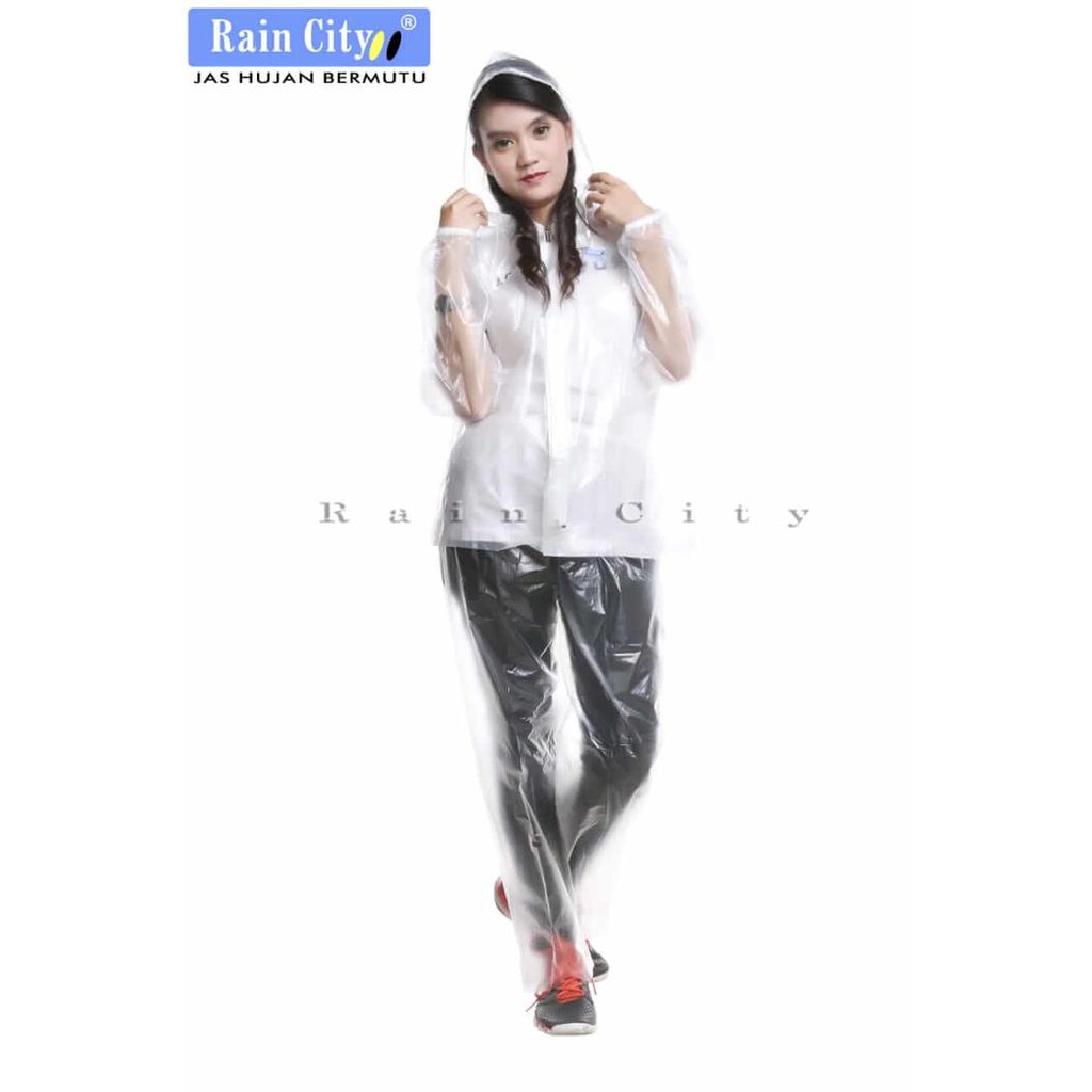 Setelan Jas Hujan Wanita Transparan - Jas Hujan Wanita - Mantel Hujan - Jas Hujan Cewek Transparant