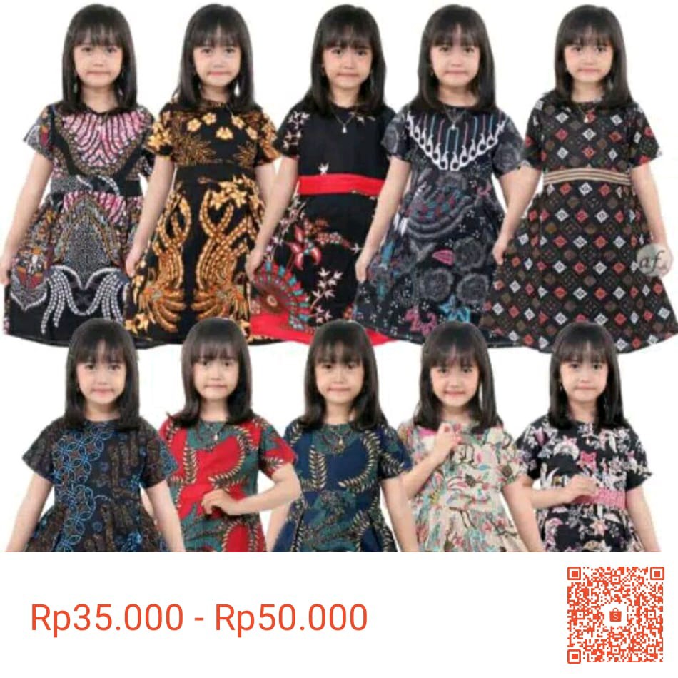 Dress Batik Anak Usia 2 Sampai 9 Tahun - Motif Batik Bervariasi - Batik Anak Harga Ecer Bisa Cod