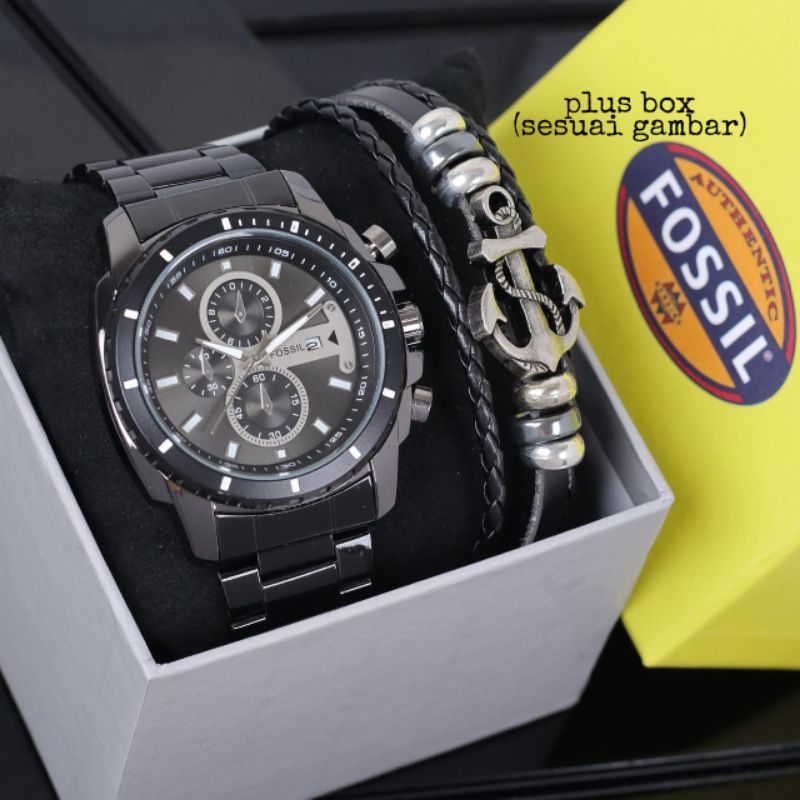 COD - jam tangan pria kekinian Foxsil Free Gelang Box premium / Jam tangan Branded Premium