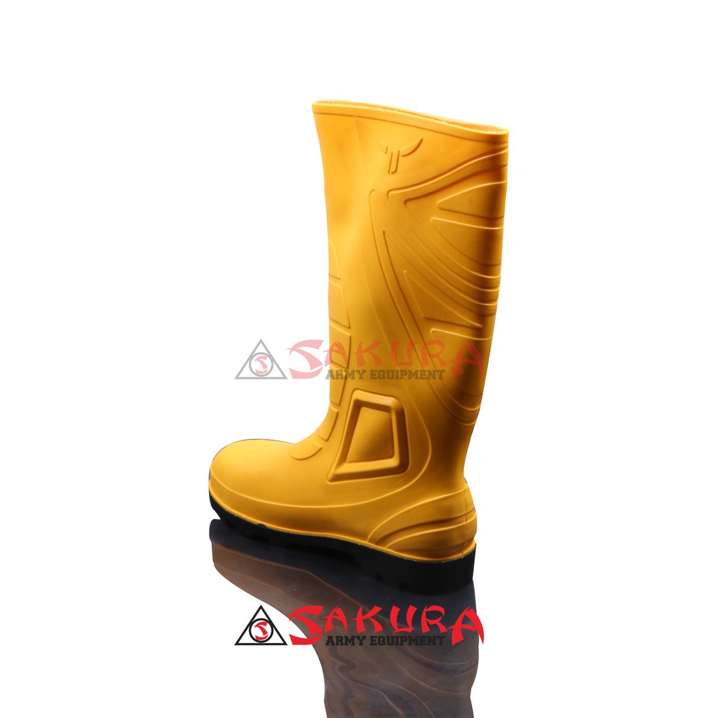 Sepatu Boots Safety Besi Proyek Petrova Kuning Tinggi