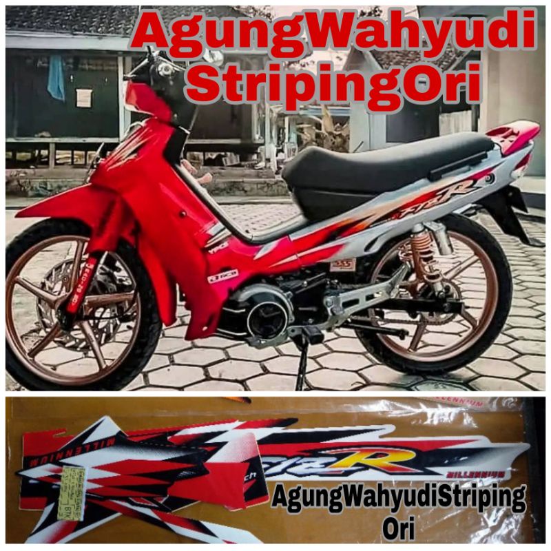 STIKER STRIPING LIS BODY MOTOR YAMAHA FIZ R  MILLENIUM MILENIUM MERAH SILVER FIZR F1ZR PUTIH
