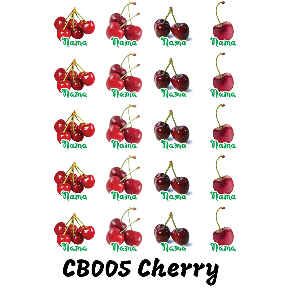 

Sticker Nama Cutting Label Waterproof Tahan Air Cherry (CB005)