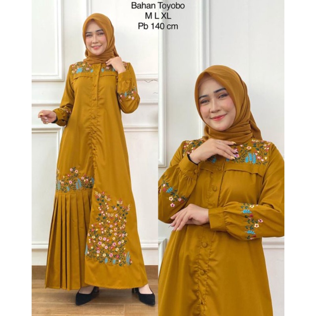 (COD)gamis katun tuyobo bordir//gamis rumahan kekinian// by ridd