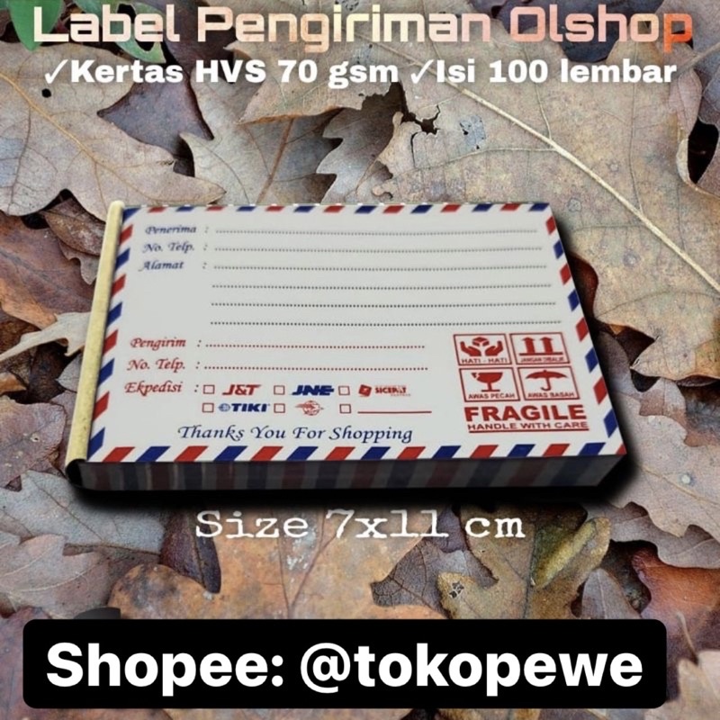 

LABEL ENVELOPE PENGIRIMAN OLSHOP HVS ISI 100 LEMBAR/LABEL PENGIRIMAN ONLINE SHOP HVS MURAH-AMPLOP KECIL