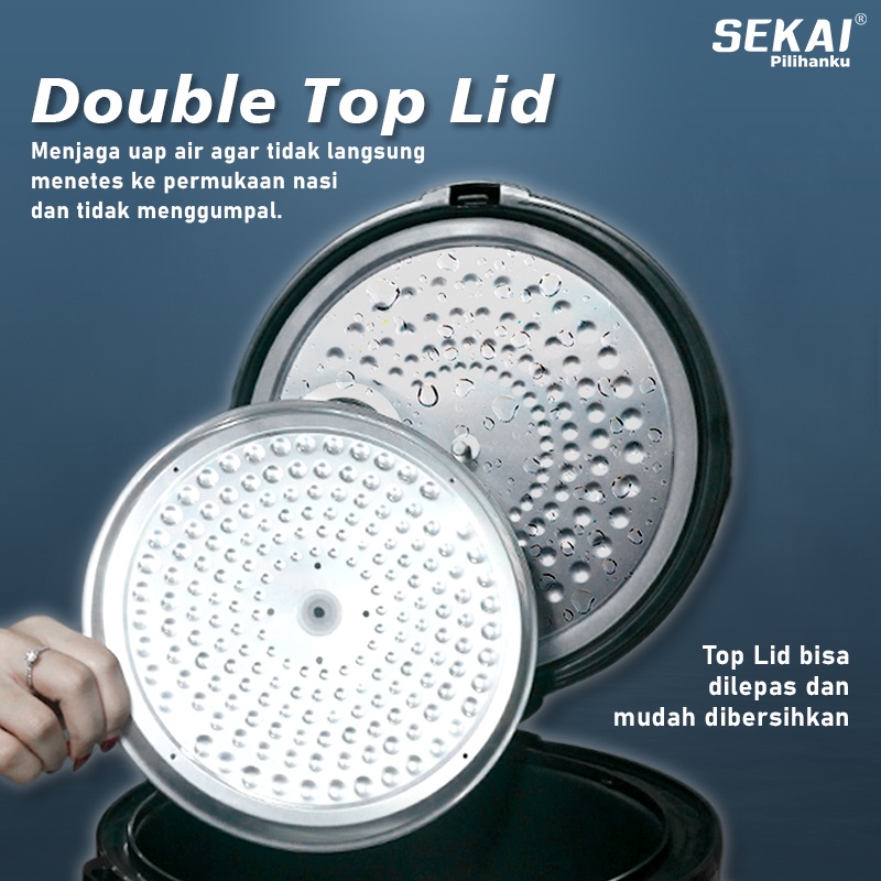 SEKAI Rice Cooker / Penanak Nasi Magic Com Penghangat Nasi 3 in 1 / Stainless Body 1.8L - CMW 520